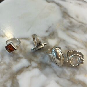 Four Mexican silver rings